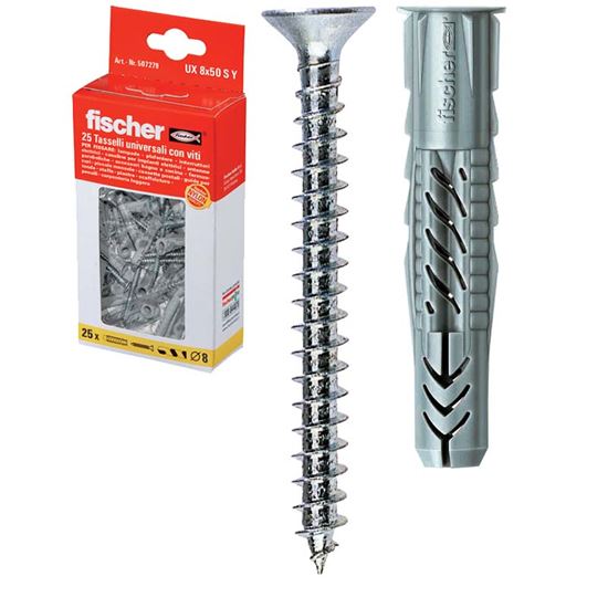 Immagine di TASSELLO UNIVERSALE IN NYLON, CON VITE TPS POZI, UX 10X60 R S/15, 20 PEZZI