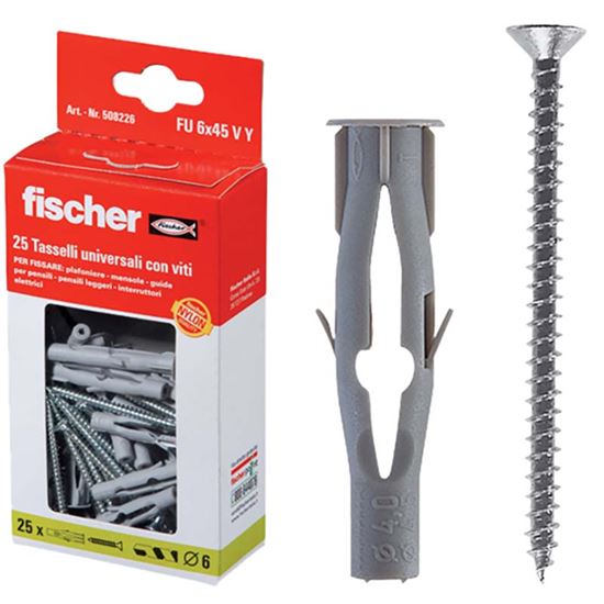 Immagine di TASSELLO IN NYLON, CON VITE TPS POZI, FU 6X35 V, 100 PEZZI