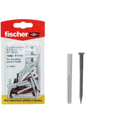 Immagine di TASSELLO IN NYLON, CON VITE PER BATTISCOPA, N 4X35 K, 25 PEZZI