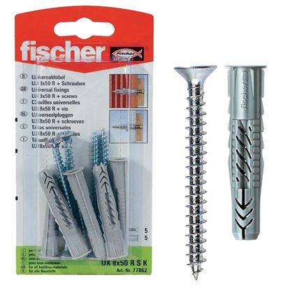 Immagine di TASSELLO UNIVERSALE IN NYLON, CON VITE TPS POZI, UX 6X35 S K, 10 PEZZI