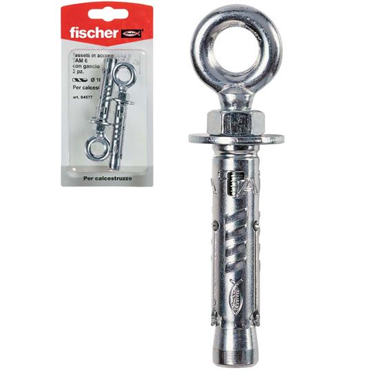 Immagine di TASSELLO IN ACCIAIO, CON OCCHIOLO TE, TA M 8 OK, 2 PEZZI