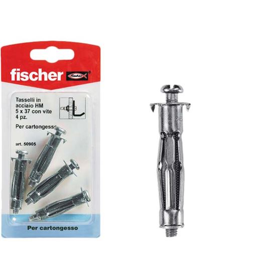 Immagine di TASSELLO IN ACCIAIO, PER CARTONGESSO, CON VITE, HM 5X37 SK, 4 PEZZI