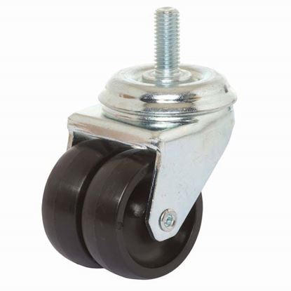 Immagine di RUOTA GEMELLATA IN POLIAMMIDE 6, SUPPORTO CODOLO, COLORE NERO, PORTATA 90 KG, Ø 50X17 MM