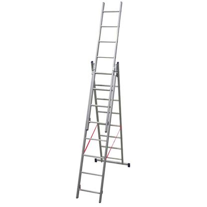 Immagine di SCALA FACAL, STILO, IN ALLUMINIO TRASFORMABILE, MONTANTI 25X60 MM, GRADINI 24X24 MM, 3X8 GRADINI, 2,30/5,10 MT
