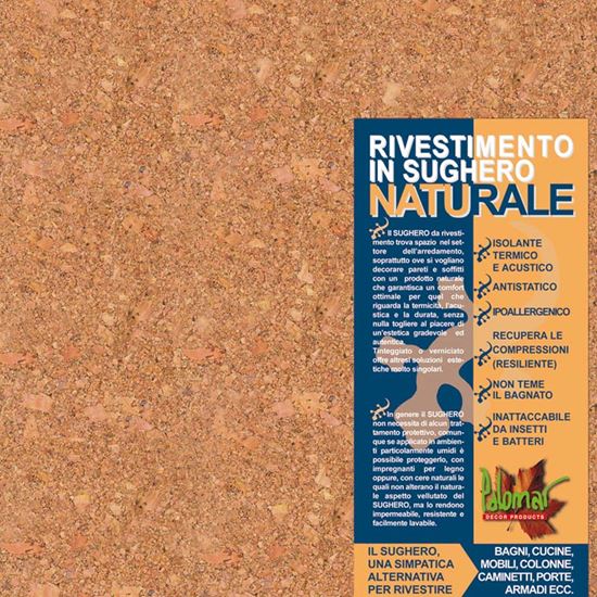 Immagine di RIVESTIMENTO IN SUGHERO, LASTRA 30X30 CM, SPESSORE 2 MM, ASPETTO AGGLOMERATO DI MEDIE DIMENSIONI, SUPERFICIE A VISTA GREZZA, CONFEZIONE DA 11 PEZZI