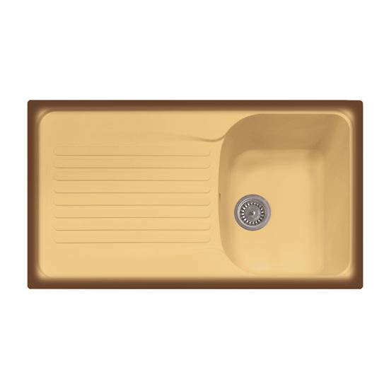 Immagine di LAVELLO HARMONY, 1 VASCA, C/GOCCIOLATOIO, REVERS., MATERIALE COMPOSITO ULTRAQUARTZ, 86X50 CM, COL.TERRA DI FRANCIA