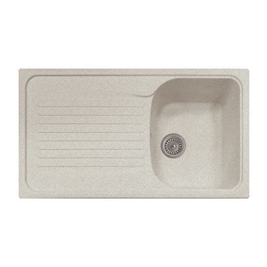 Immagine di LAVELLO HARMONY, 1 VASCA, C/GOCCIOLATOIO, REVERS., MATERIALE COMPOSITO MICROULTRAGRANIT, 86X50 CM, COL.BIANCO OPALE