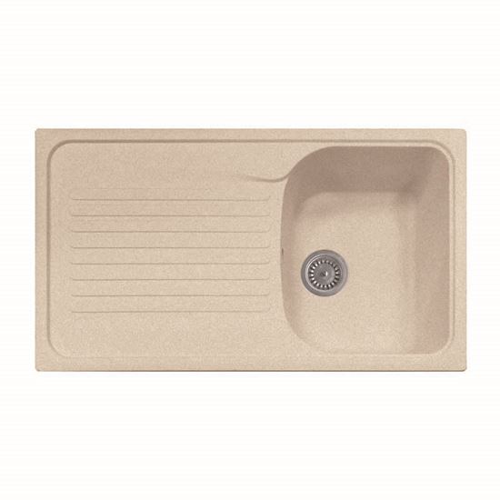 Immagine di LAVELLO HARMONY, 1 VASCA, CON GOCCIOLATOIO, REVERSIBILE, MATERIALE COMPOSITO MICROULTRAGRANIT, 86X50 CM, COLORE AVENA