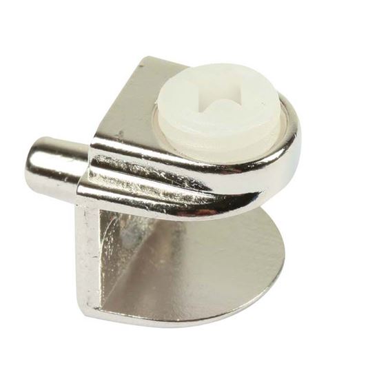 Immagine di REGGIPIANO PER VETRO, PERNO Ø 5 MM, FINITURA NICHELATA, CON MORSETTO, 36 PEZZI