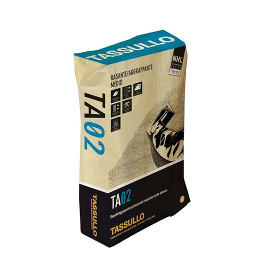 Immagine di RASANTE TASSULLO, AGGRAPPANTE MEDIO, IN CALCE IDRAULICA NATURALE, CONFEZIONE 25 KG
