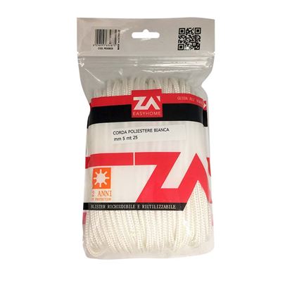 Immagine di TRECCIA POLIESTERE, COLORE BIANCO, MM 5X25 MT