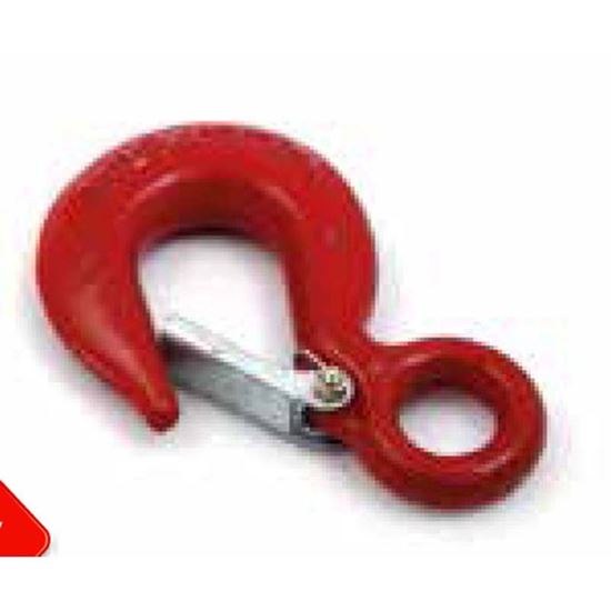 Immagine di GANCIO FORGIATO, COLORE ROSSO, IN CARBONIO, SENZA SICURA, CARICO DI ROTTURA 500 KG