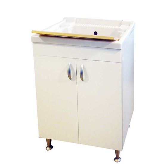 Immagine di MOBILE LAVAPANNI, ASSE IN PLASTICA, KIT SIFONE, STRUTTURA IN NOBILITATO, CERNIERA IN FERRO, 60X50 CM