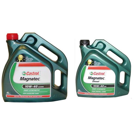 Immagine di OLIO CASTROL, MAGNATEC, SAE 10W-40 A3/B4, LUBRIFICANTE SEMISINTETICO, PER MOTORI DIESEL E BENZINA, 4 LT