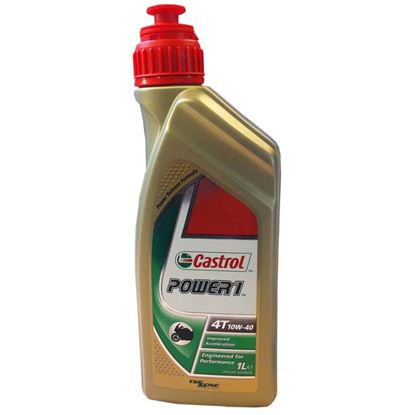 Immagine di OLIO CASTROL  POWER1 4T SAE 10W-40, LUBRIFICANTE SEMISINTETICO, PER MOTORI A 4 TEMPI, UNIVERSALE PER MOTO, 1 LT
