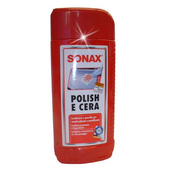 Immagine di CERA POLISH SONAX, PER AUTO, LUCIDA A SPECCHIO VERNICI COLORATE E METALLIZZATE, ELIMINA GRAFFI LEGGERI, 500 ML