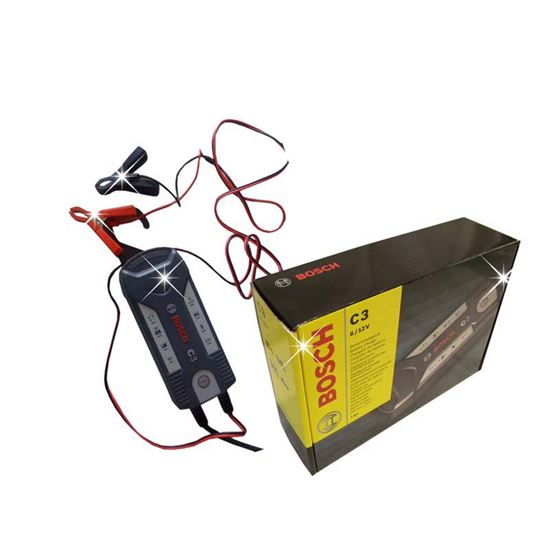 Immagine di CARICABATTERIA BOSCH, C3, AUTOMATICO, PER BATTERIE AL PIOMBO 6 V E 12 V, PER AUTO E MOTO, MAX 6 V-14 AH, 12 V-120 AH