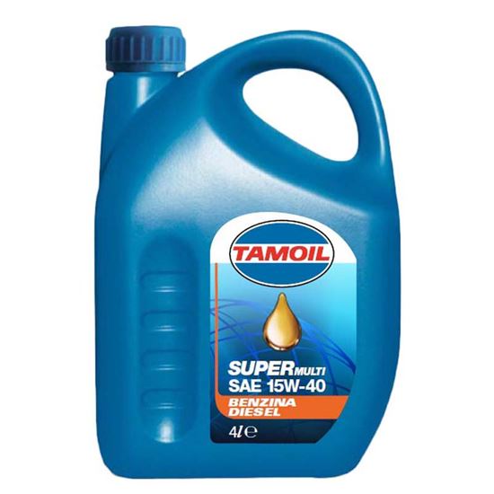 Immagine di OLIO TAMOIL, SUPERMULTI, SAE 15W-40, LUBRIFICANTE MINERALE PER MOTORI ALIMENTATI A BENZINA, GAS O GASOLIO, 4 LT