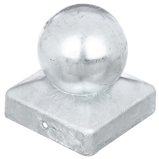 Immagine di COPRIPALO CON SFERA, PER PALI QUADRI, ZINCATO A FUOCO, 90X90 MM