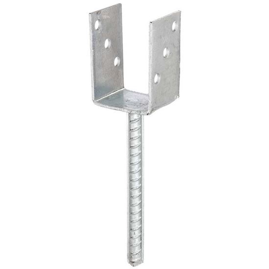 Immagine di STAFFA PORTAPALO AD U, CON ANCORAGGIO PER CALCESTRUZZO IN ACCIAIO ONDULATO, ZINCATA A FUOCO, 91 MM