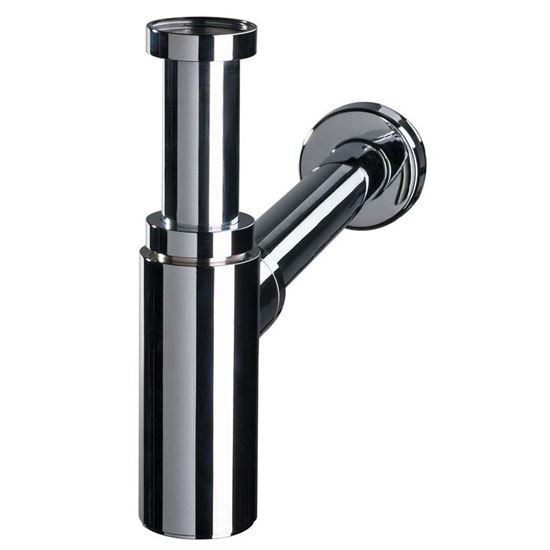 Immagine di SIFONE LAVABO WIRQUIN, OTTONE CROMATO, ARREDO TONDO, 1"1/4X32, CON ROSONE