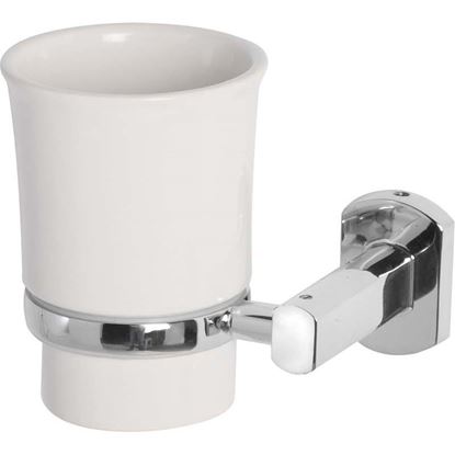 Immagine di PORTA SPAZZOLINI, DELUXE, CROMO E CERAMICA, PIASTRINE IN ACCIAIO ANTIRUGGINE