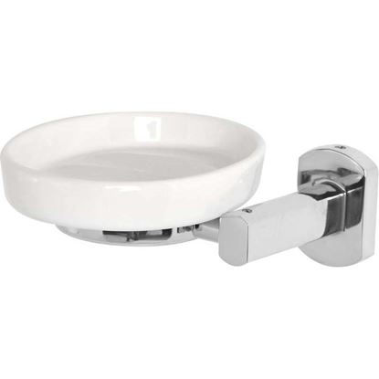 Immagine di PORTASAPONE, DELUXE, CROMO E CERAMICA, PIASTRINE IN ACCIAIO ANTIRUGGINE