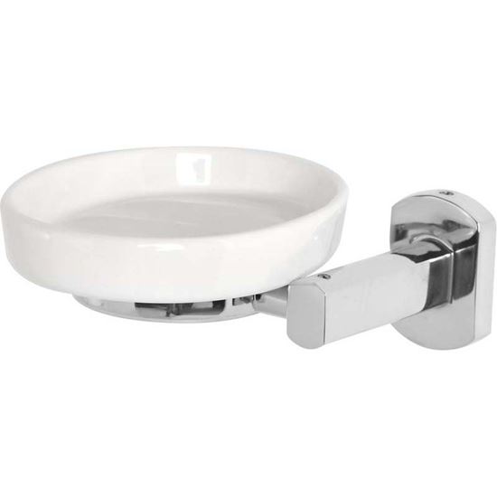 Immagine di PORTASAPONE, DELUXE, CROMO E CERAMICA, PIASTRINE IN ACCIAIO ANTIRUGGINE