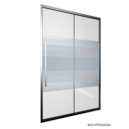 Immagine di PORTA DOCCIA SUN 2, SCORREVOLE, SATINATO CROMO, 6 MM, CON MANIGLIA, 97/102XH195 CM