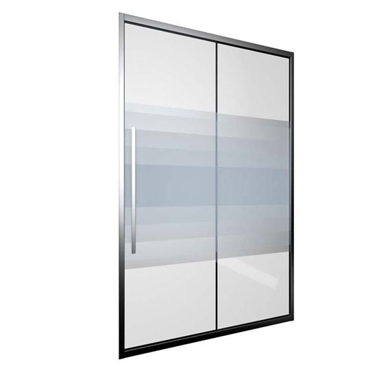 Immagine di PORTA DOCCIA SUN 2, SCORREVOLE, SATINATO CROMO, 6 MM, CON MANIGLIA, 117/122XH195 CM