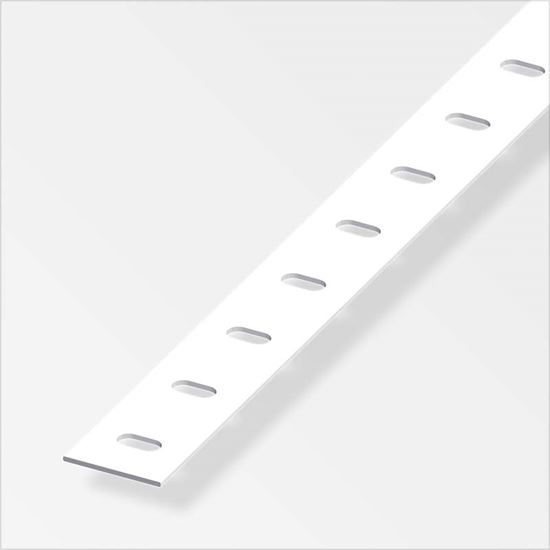 Immagine di BARRA PIATTA PERFORATA 23,5 MM, ACCIAIO BIANCO, 1 MT