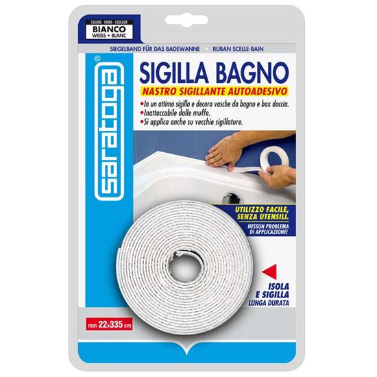 Immagine di NASTRO PREFORMATO SARATOGA, SIGILLA TRA LA PARETE E LA VASCA DA BAGNO O IL PIATTO DOCCIA