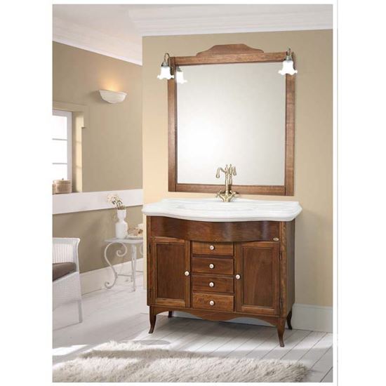 Immagine di COMPOSIZIONE BASE, 111 CM, BASE 2 ANTE, 3 CASSETTI CON LAVABO E SPECCHIERA DOPPIA, CON ILLUMINAZIONE