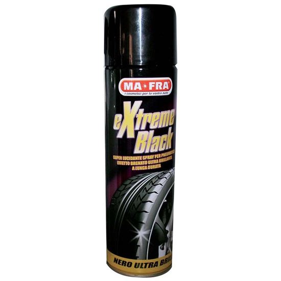 Immagine di LUCIDA GOMME MA-FRA, EXTREME BLACK, NERO ESTREMO ULTRA BRILLANTE AD EFFETTO BAGNATO, PER TUTTE LE GOMME, SPRAY 500 ML