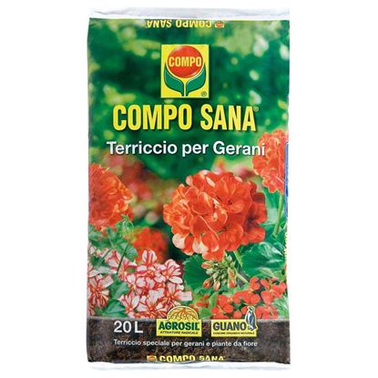 Immagine di TERRICCIO COMPO, SANA®, PER GERANI, CONTIENE TUTTI GLI ELEMENTI NUTRITIVI RICHIESTI DALLE PIANTE, 20 LT
