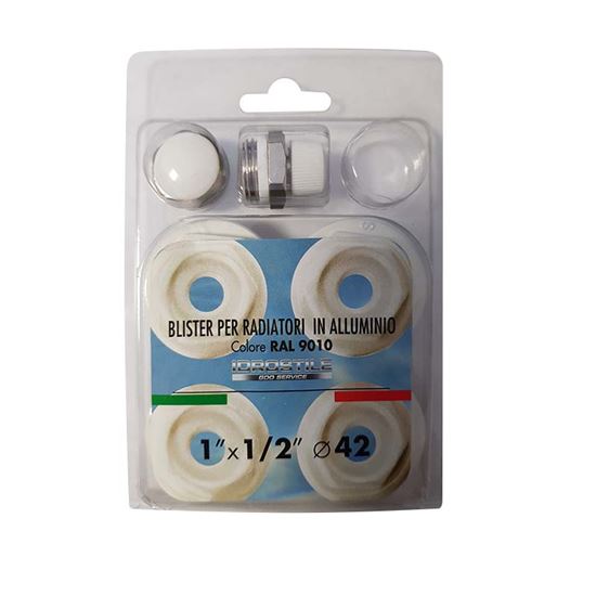 Immagine di KIT TAPPI PER RADIATORI IN ALLUMINIO, VERNICIATO BIANCO, 1"X1/2"