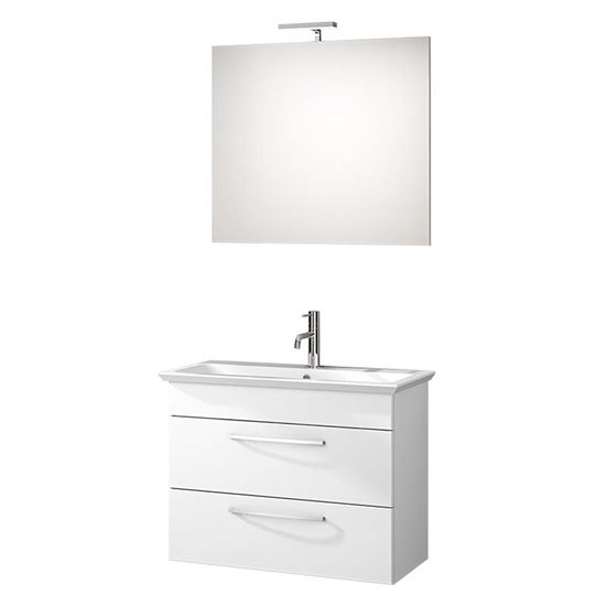 Immagine di BASE PORTA LAVABO GIÒ 80, LACCATO LUCIDO BIANCO, 2 CASSETTI, 79X37XH60 CM