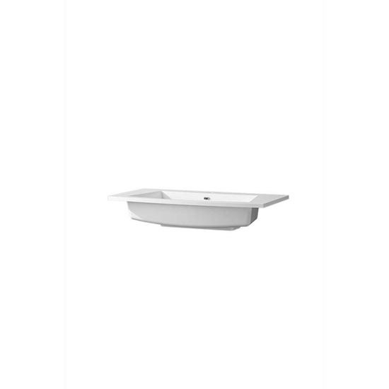Immagine di LAVABO INTEGRALE, VERSIONE CURVA, IN CERAMICA, COLORE BIANCO, 85X44,5XH16,5 CM