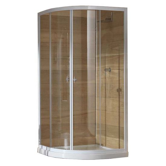 Immagine di BOX DOCCIA VENERE, SEMICIRCOLARE, PROFILO ALLUMINIO VERNICIATO BIANCO, CRISTALLO 4 MM TRASPARENTE, 90X90XH185 CM