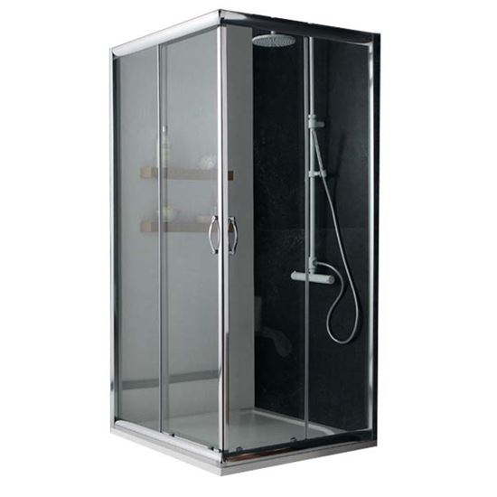 Immagine di BOX DOCCIA GIADA, PROFILO ALLUMINIO ANODIZZATO CROMO LUCIDO, CRISTALLO 6 MM TRASPARENTE, 70X70XH185 CM