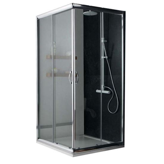 Immagine di BOX DOCCIA GIADA, PROFILO ALLUMINIO ANODIZZATO CROMO LUCIDO, CRISTALLO 6 MM TRASPARENTE, 90X90XH185 CM