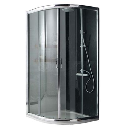 Immagine di BOX DOCCIA GIADA, SEMICIRCOLARE, PROFILO ALLUMINIO ANODIZZATO CROMO LUCIDO, CRISTALLO 6 MM TRASPARENTE, 90X90XH185 CM