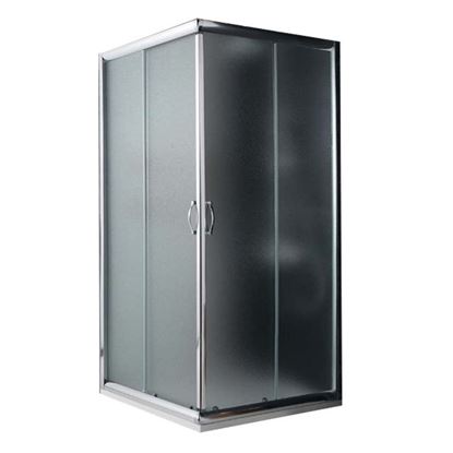 Immagine di BOX DOCCIA GIADA, PROFILO ALLUMINIO ANODIZZATO CROMO LUCIDO, CRISTALLO 6 MM OPACO, 70X70XH185 CM