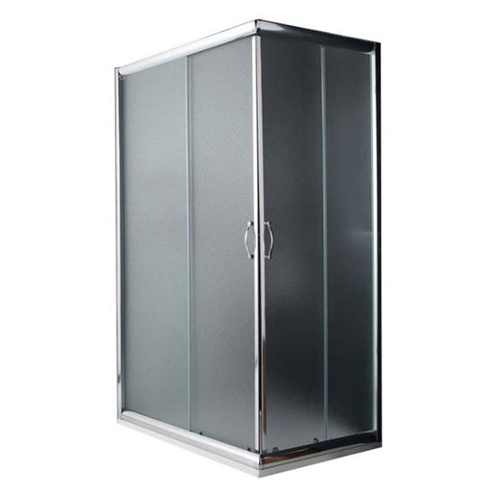 Immagine di BOX DOCCIA GIADA, PROFILO ALLUMINIO ANODIZZATO CROMO LUCIDO, CRISTALLO 6 MM OPACO, 70X90XH185 CM