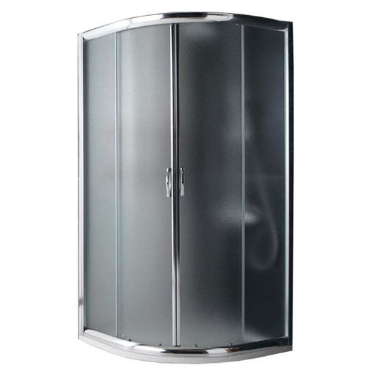 Immagine di BOX DOCCIA GIADA, SEMICIRCOLARE, PROFILO ALLUMINIO ANODIZZATO CROMO LUCIDO, CRISTALLO 6 MM OPACO, 80X80XH185 CM