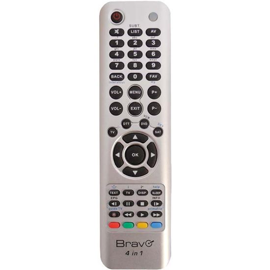 Immagine di TELECOMANDO UNIVERSALE 4 IN 1, PER 4 APPARECCHI DIFFERENTI, TV DDT, SAT, DVD, VCS SKY, COLORE SILVER