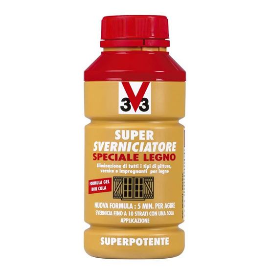 Immagine di SUPER SVERNICIATORE SPECIALE V33, PER LEGNO, ELIMINA TUTTI I TIPI DI PITTURA, VERNICE E IMPREGNANTI, 0,5 LT, TRASPARENTE