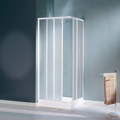 Immagine di BOX DOCCIA MEDITERRANEO, PROFILO BIANCO, ACRILICO, 64/74 CM