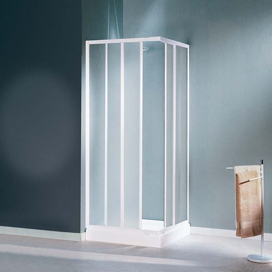 Immagine di BOX DOCCIA MEDITERRANEO, PROFILO BIANCO, ACRILICO, 64/74 CM