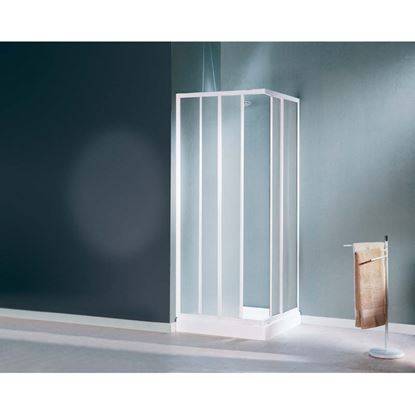 Immagine di BOX DOCCIA MEDITERRANEO, PROFILO BIANCO, CRISTALLO STAMPATO 3 MM, 64/74 CM